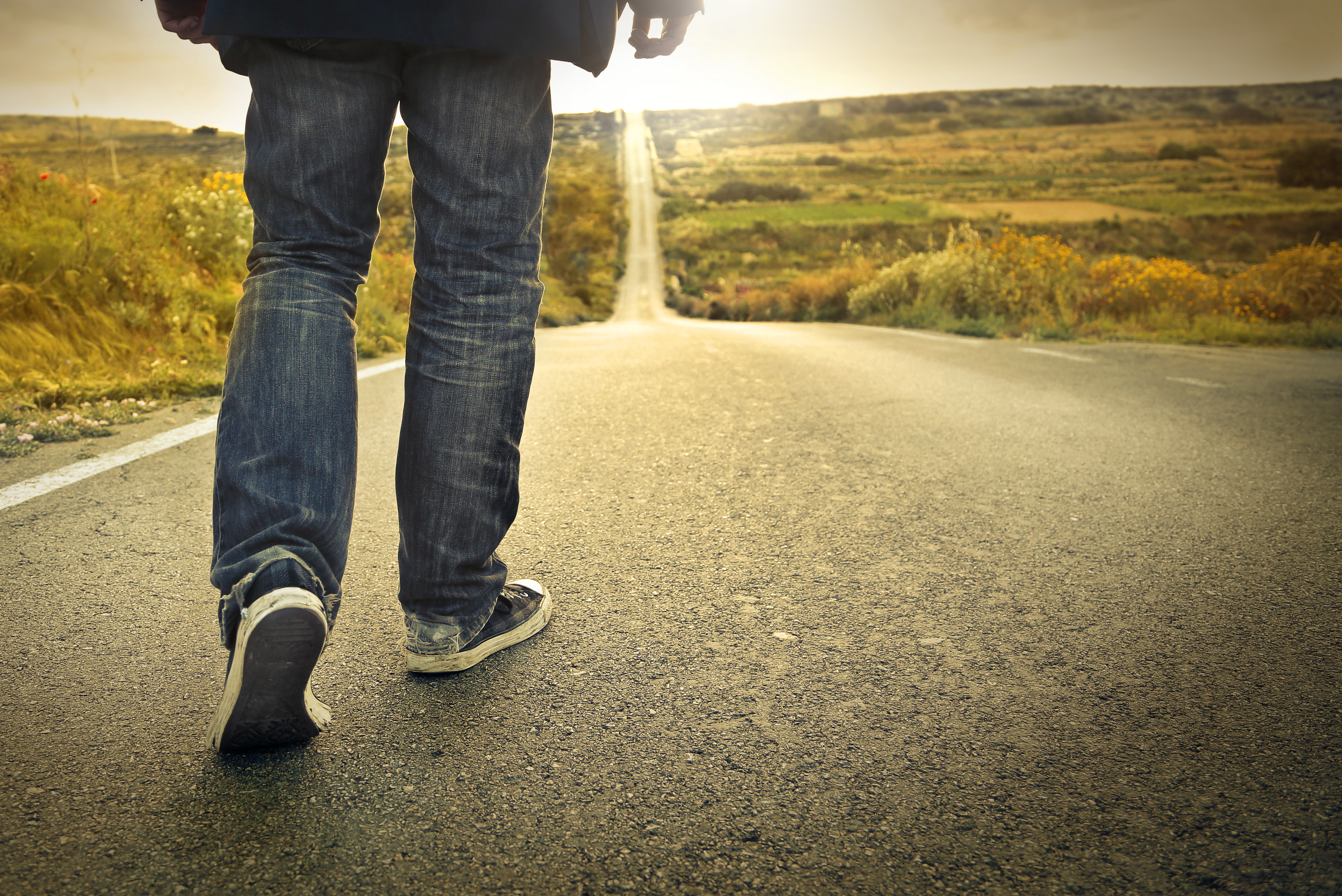 Trailer Transit, Inc | man walking down a long road into the sunset